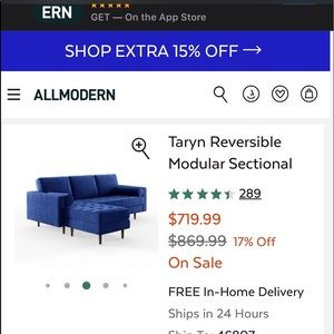 Other - Blue velvet sectional. Other - Blue velvet sectional.